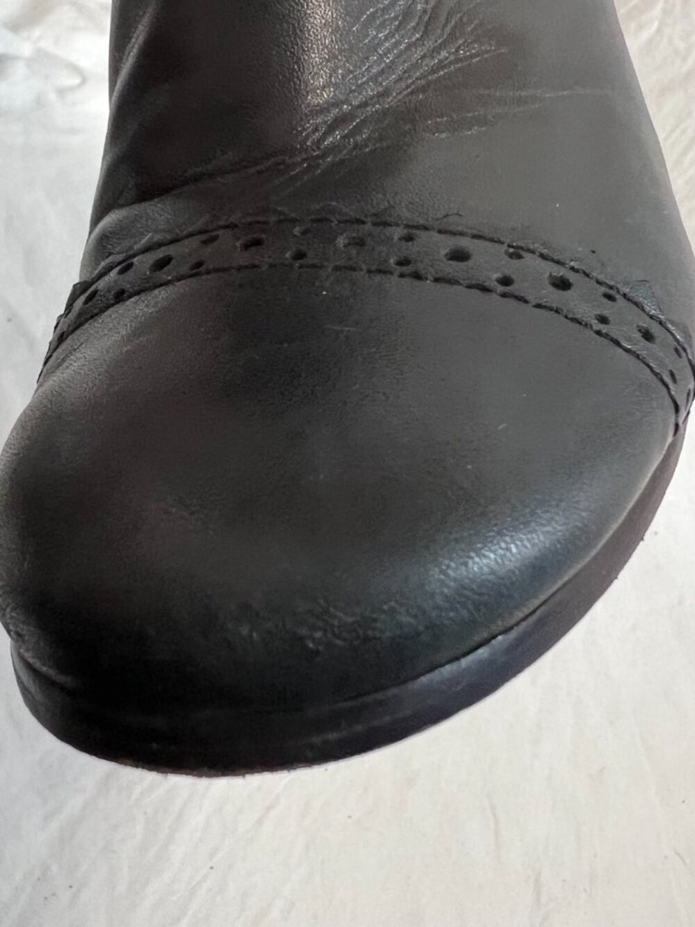 Tory Burch boots Huxley black leather womens 8.5 tassel zip up block high heel - Picture 13 of 16